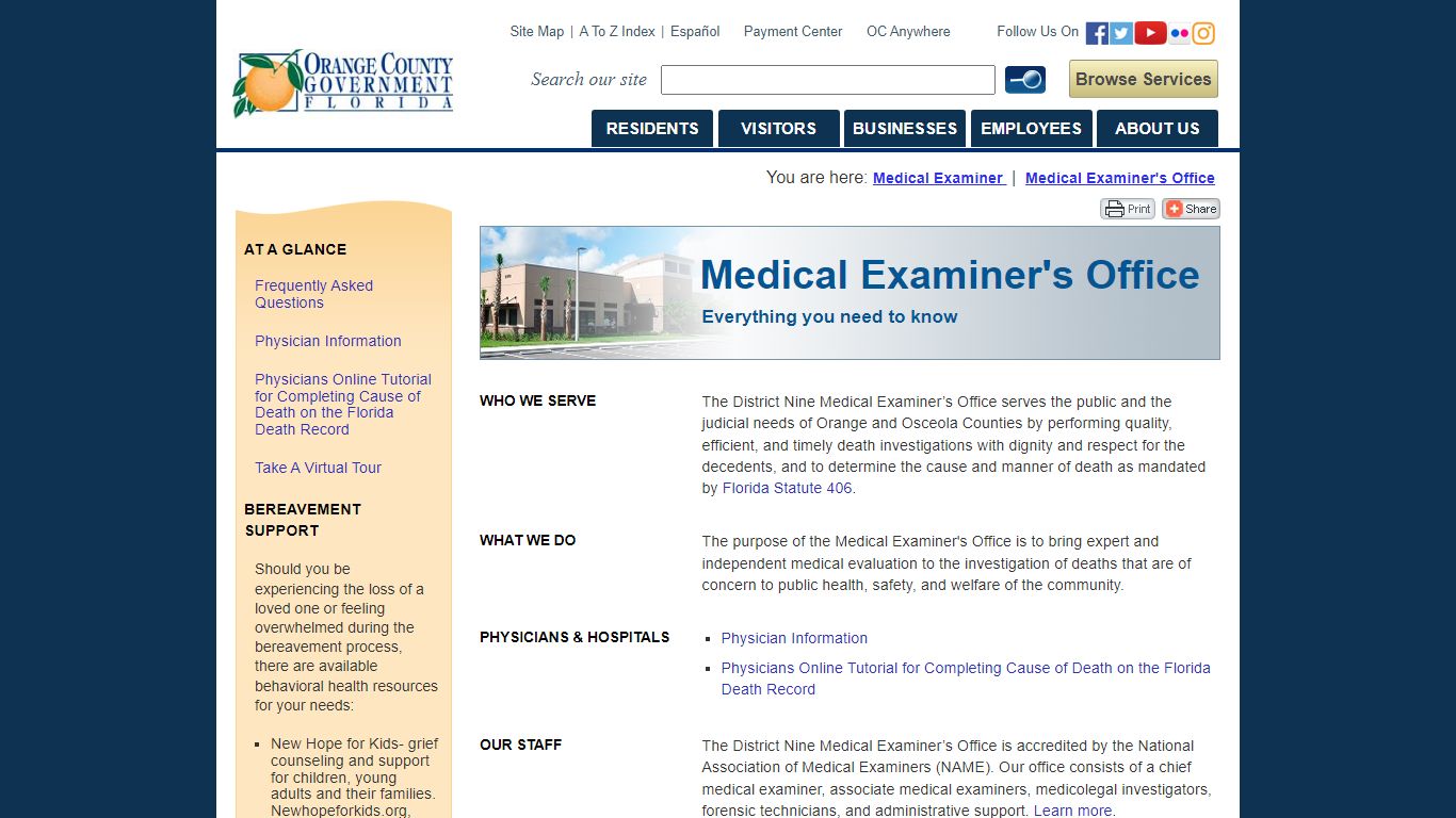 Medical Examiner's Office - Orange County Florida